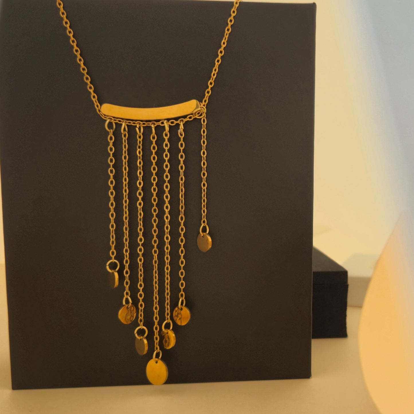 Cascade Coin Drop Statement  Necklace