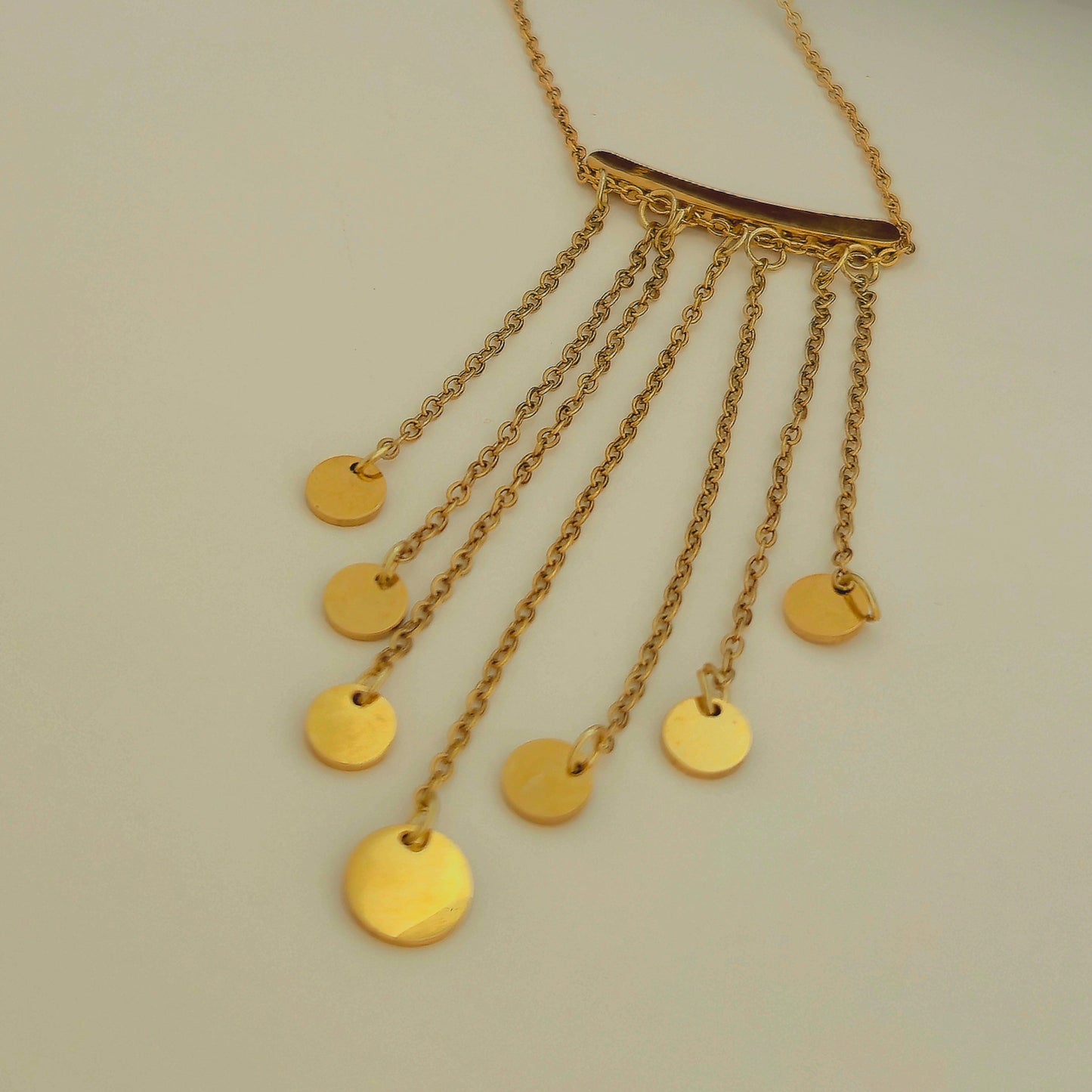 Cascade Coin Drop Statement  Necklace