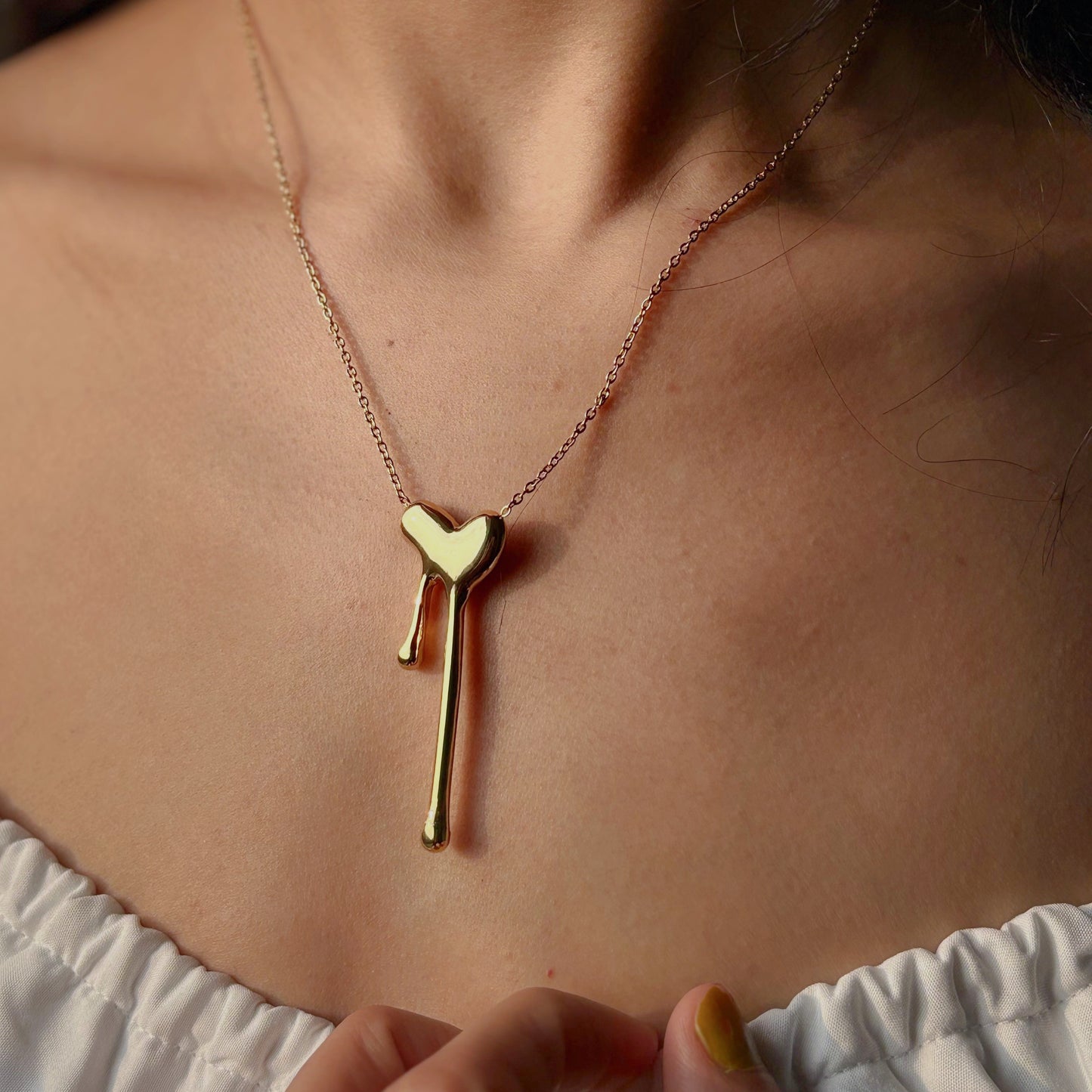 Molten Gold Drip Pendent Necklace
