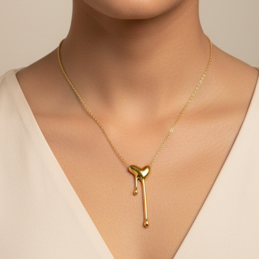 Molten Gold Drip Pendent Necklace
