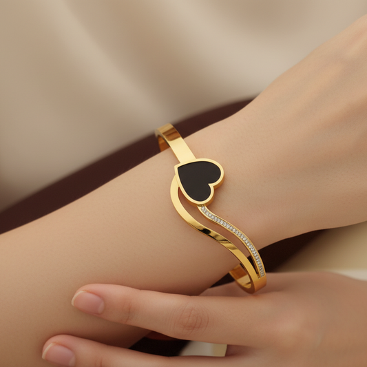 Noir Heart Love Cuff Bracelet