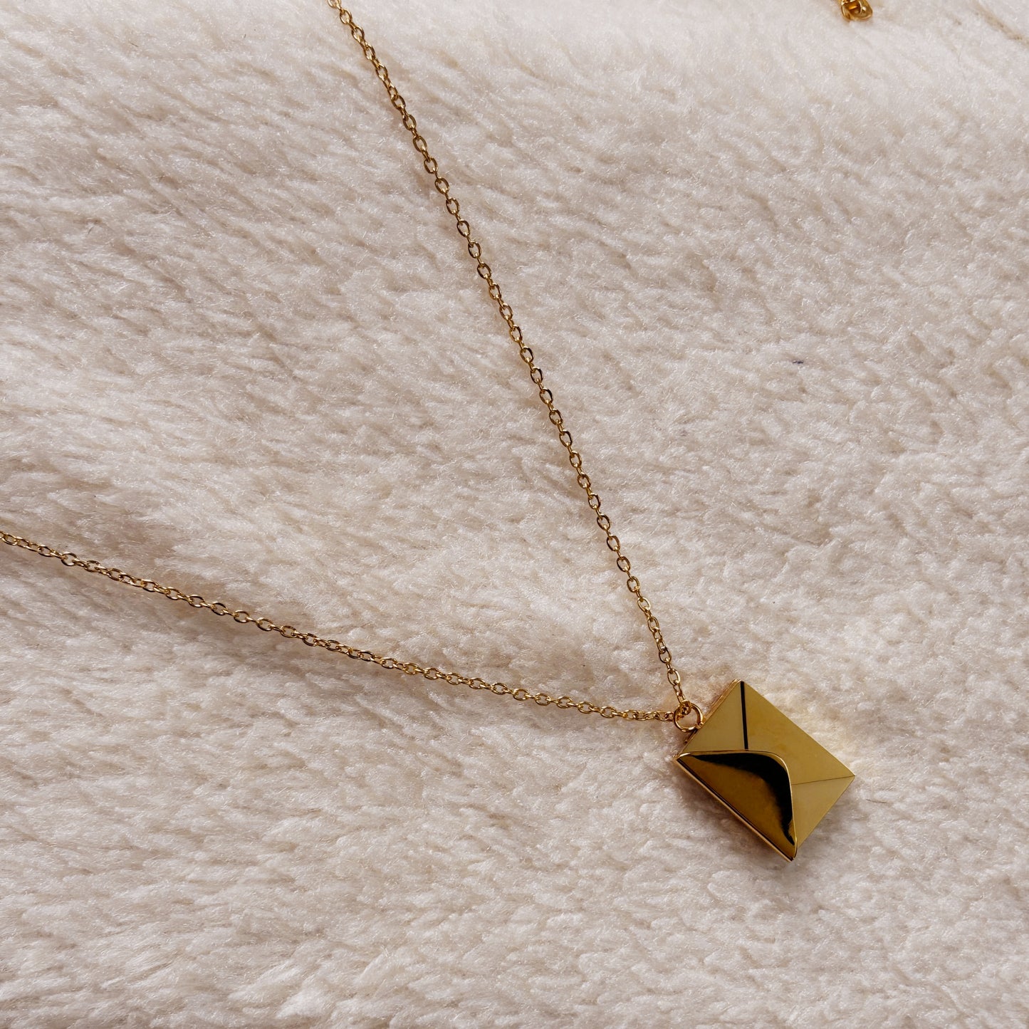 Gold Envelope Pendant Necklace for Women