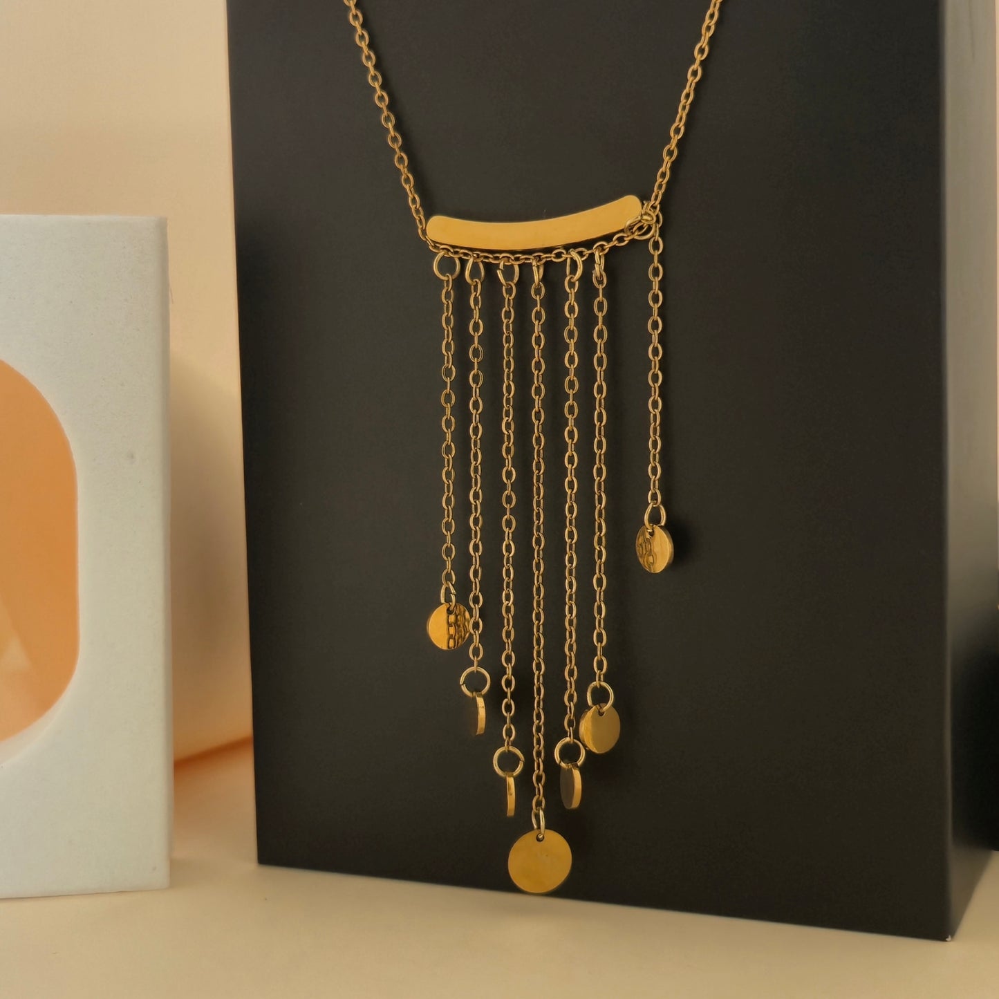 Cascade Coin Drop Statement  Necklace