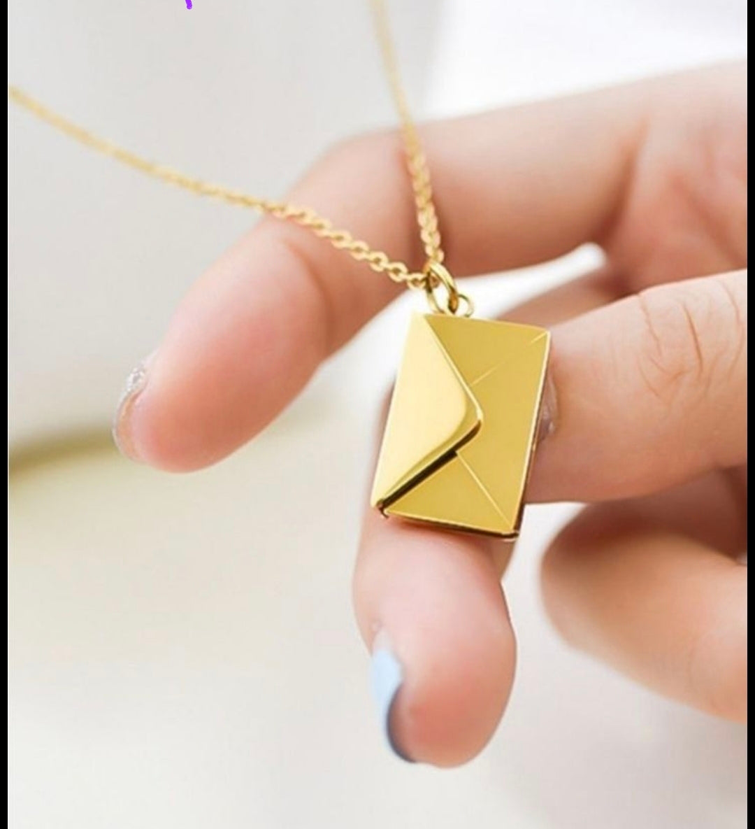 Gold Envelope Pendant Necklace for Women