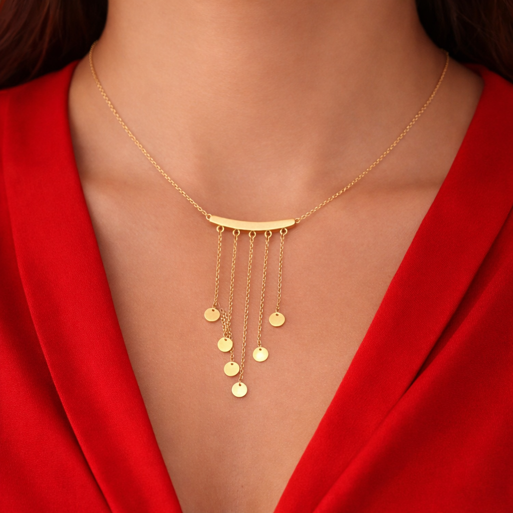 Cascade Coin Drop Statement  Necklace