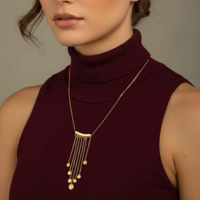 Cascade Coin Drop Statement  Necklace