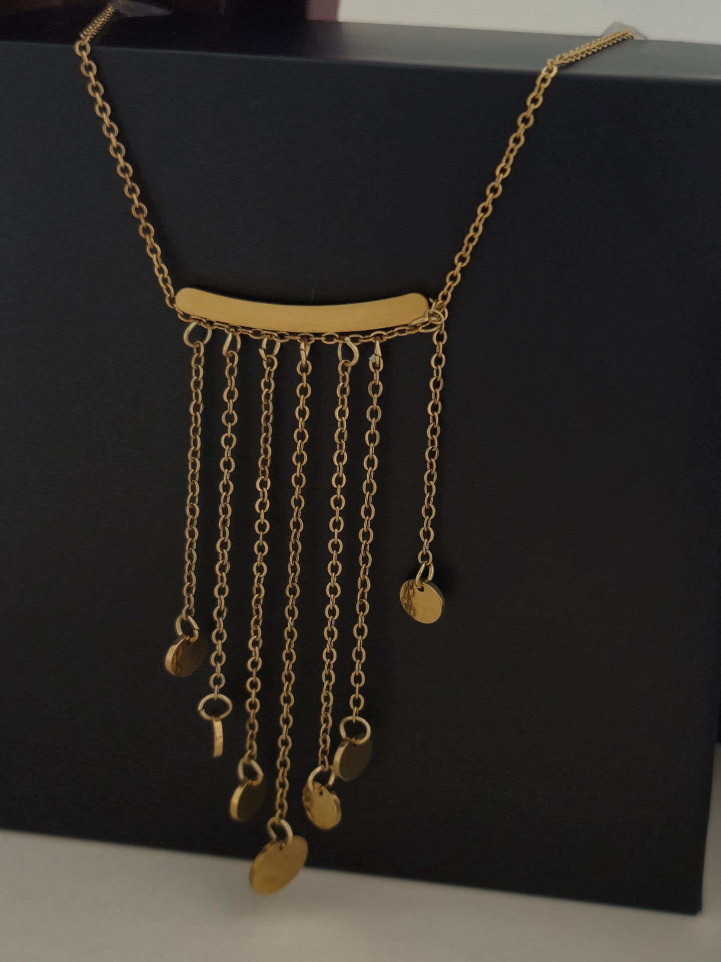 Cascade Coin Drop Statement  Necklace