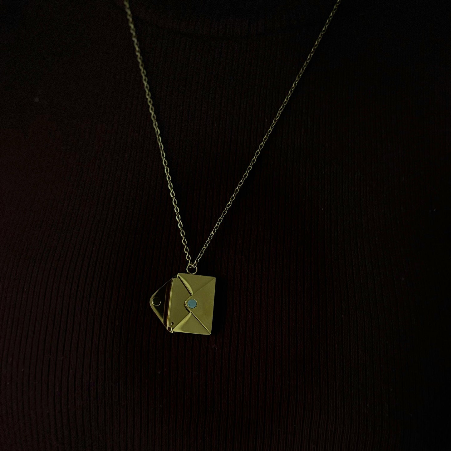 Gold Envelope Pendant Necklace for Women