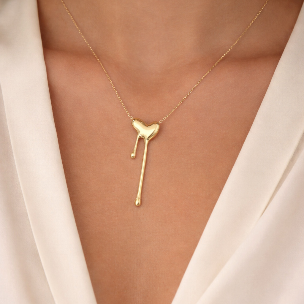 Molten Gold Drip Pendent Necklace