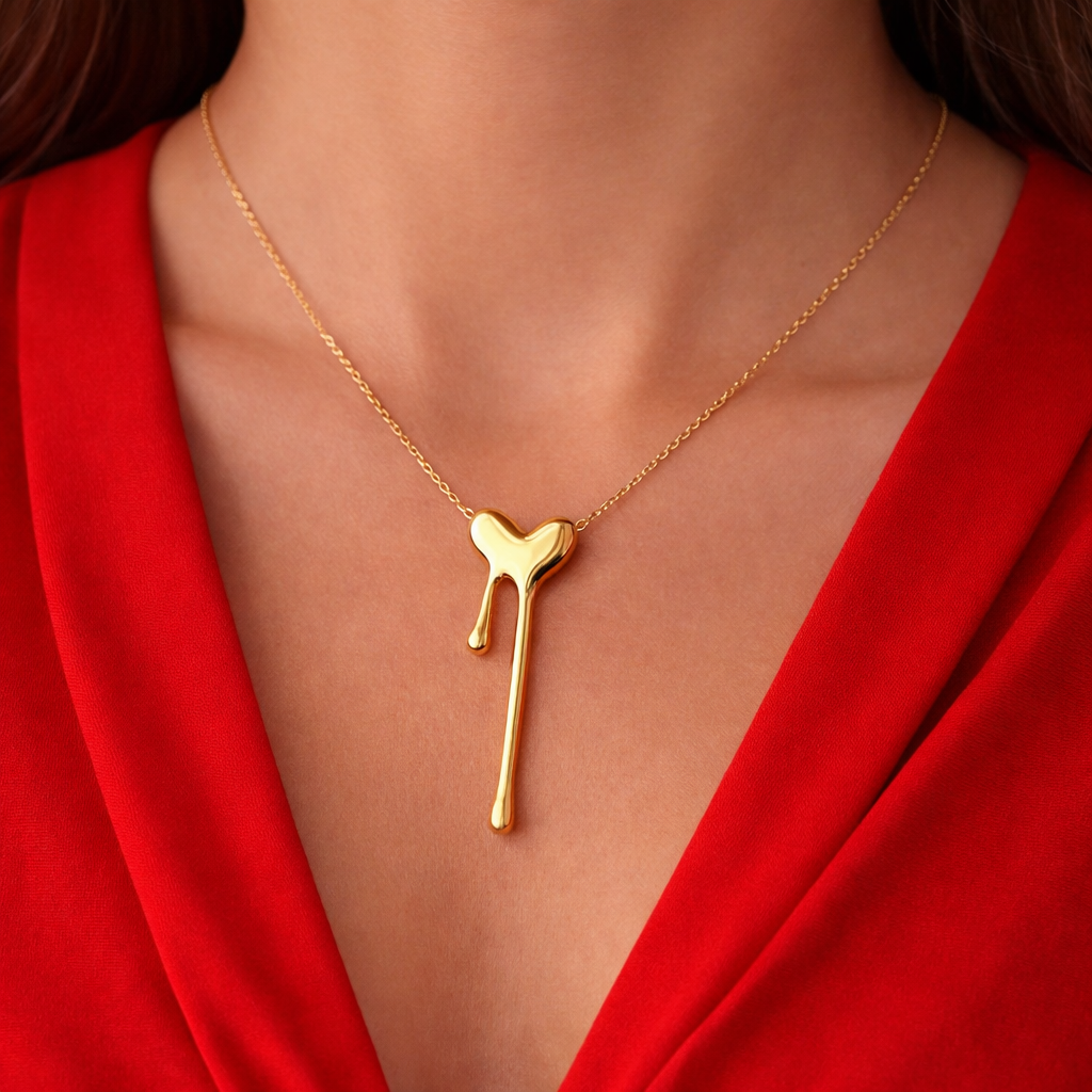 Molten Gold Drip Pendent Necklace