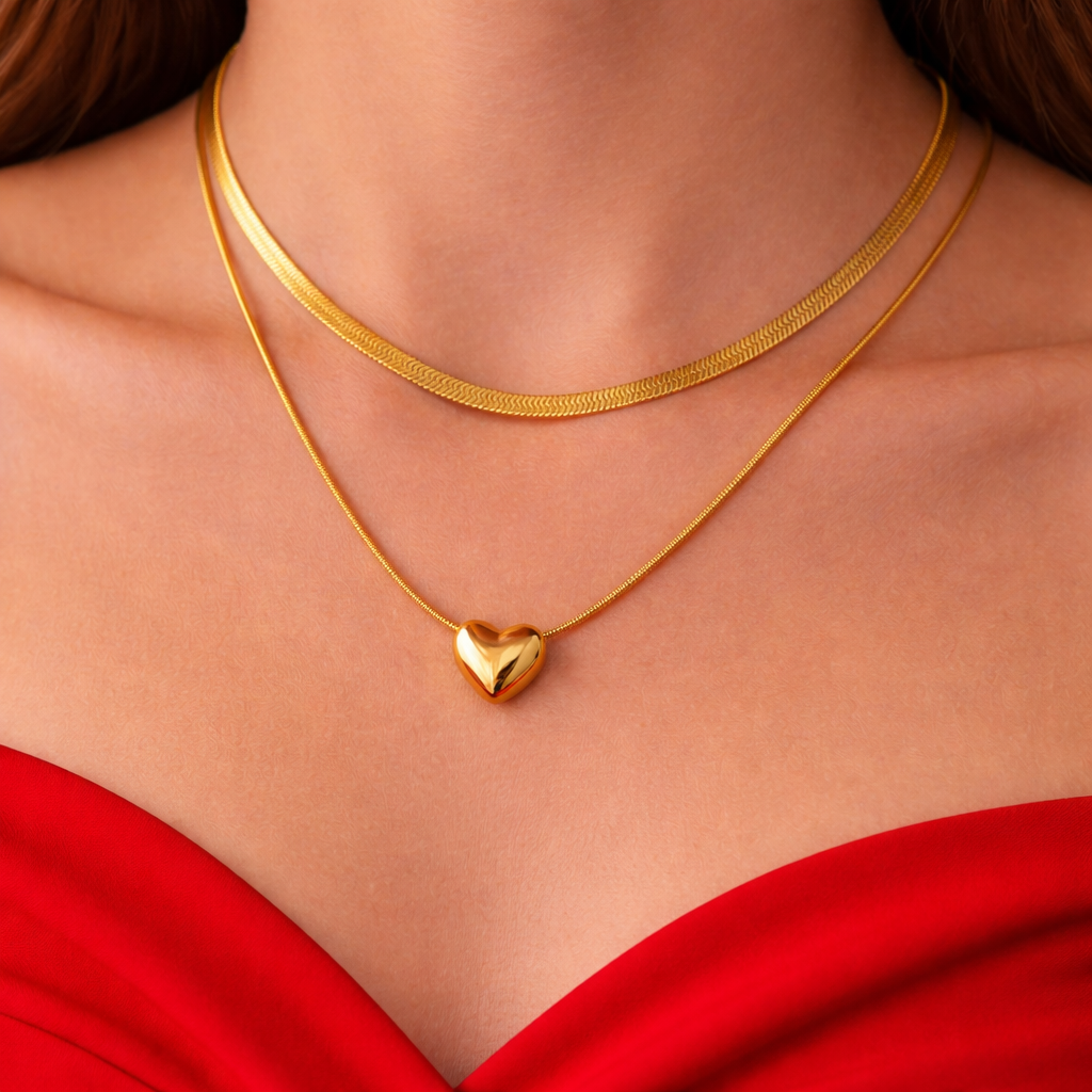 Golden heart Snake Chain necklace